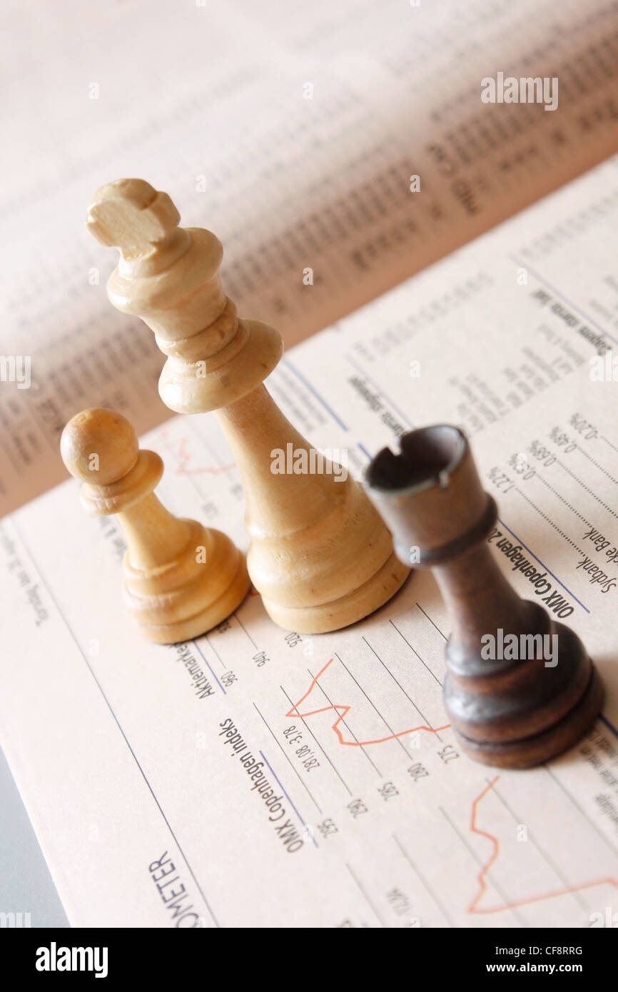 Schach als Metapher für die Aktienmärkte Stockfoto
