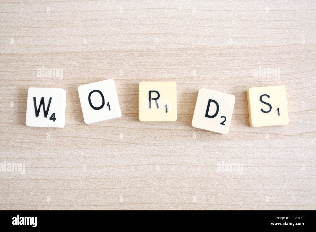 Buchstaben das Wort Wörter Stockfoto