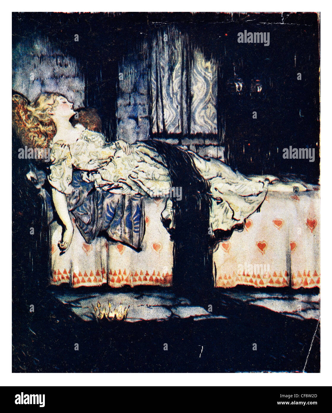 Die Sleeping Beauty Arthur Rackham 1920 böse Hexe Fee Feen Buch Magie magische Mythos Spindel Legende Geschichte Märchenprinzessin Stockfoto