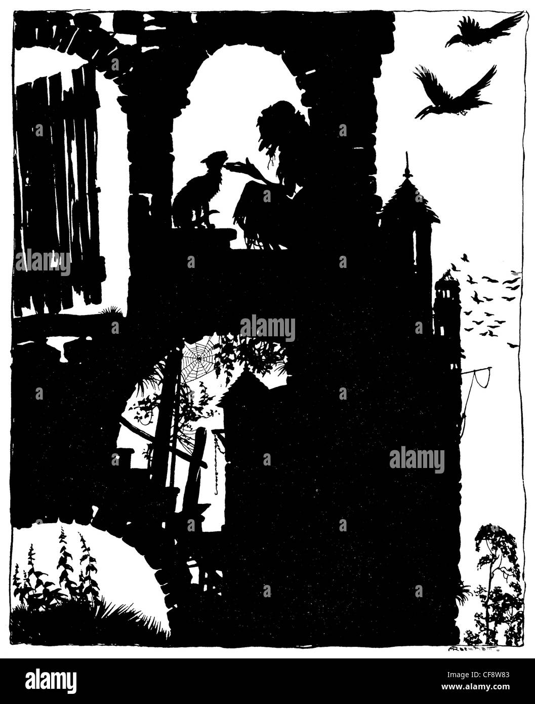 Die Sleeping Beauty Arthur Rackham 1920 böse Hexe Fee Feen Buch Magie magische Mythos Spindel Legende Geschichte Märchenprinzessin Stockfoto