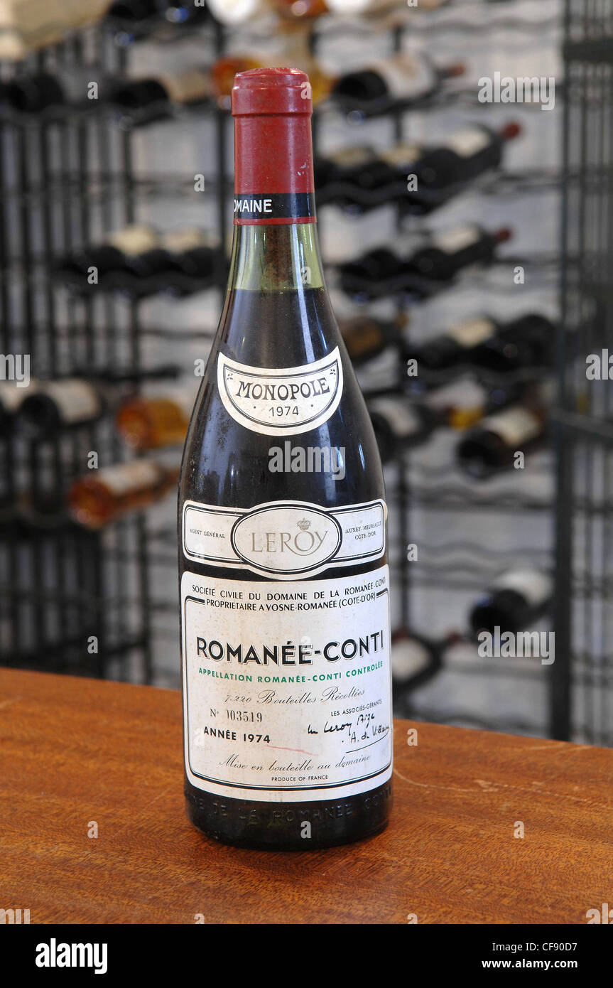 Romanée-Conti, Frankreich, Wein, Rotwein, Flasche Wein, teuer Stockfoto