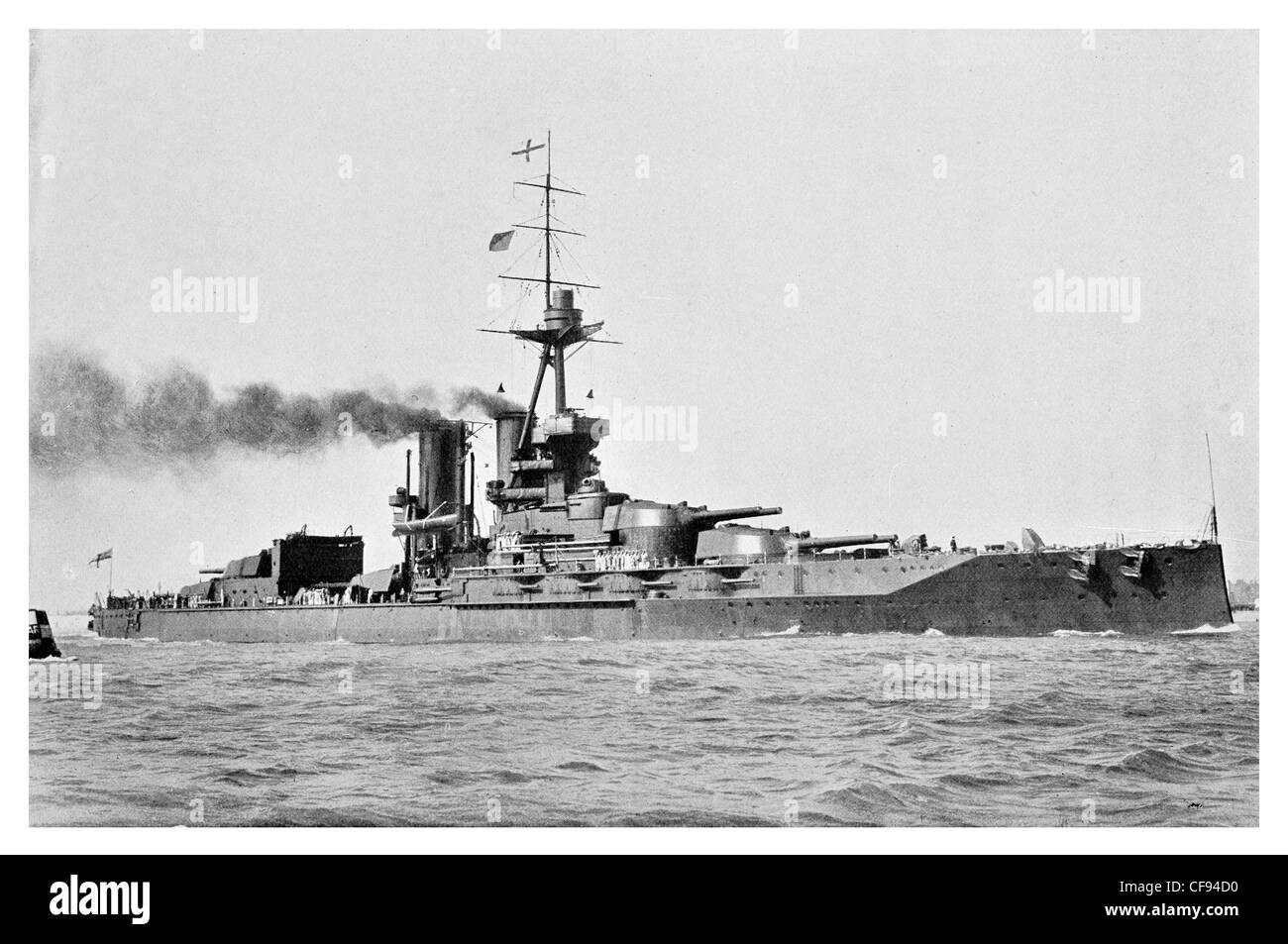 HMS Iron Duke Schlachtschiff Royal Navy Flaggschiff Grand Fleet Kriegsschiff Revolver Waffen Pistole Naval britische Stockfoto