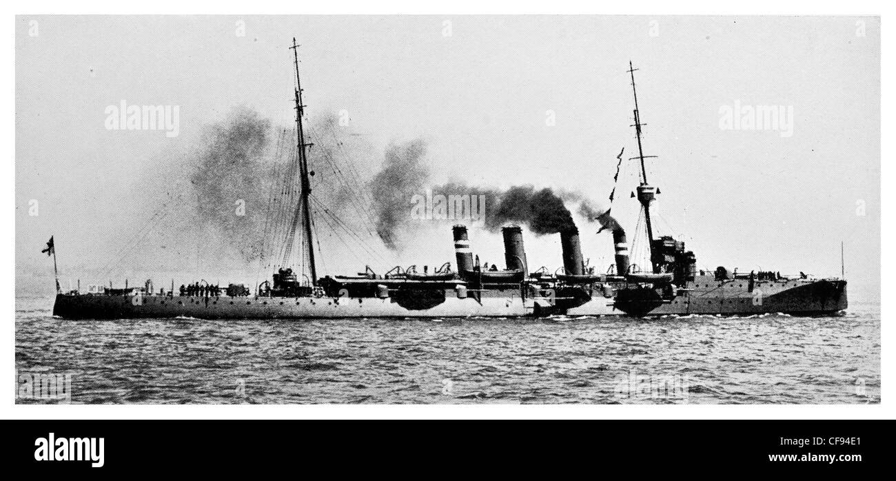 HMS Gloucester Town-Klasse leichter Kreuzer der britischen Royal Navy Squadron Captain Howard Kelly Grand Fleet Schlachtschiff Kriegsschiff Stockfoto