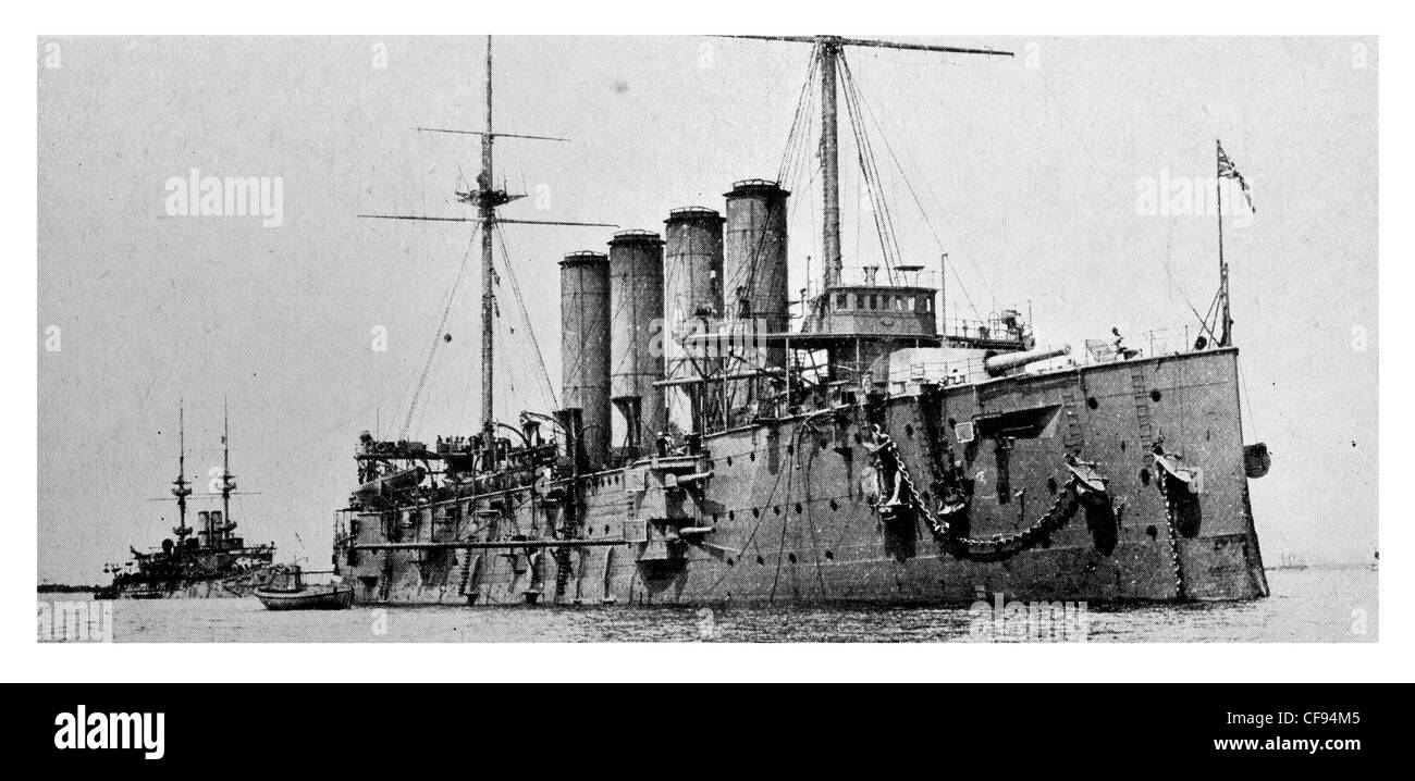 HMS Cressy war ein Cressy-Klasse gepanzerte Kreuzer der Royal Navy. Cressy wurde am 22. September 1914 versenkt. Stockfoto