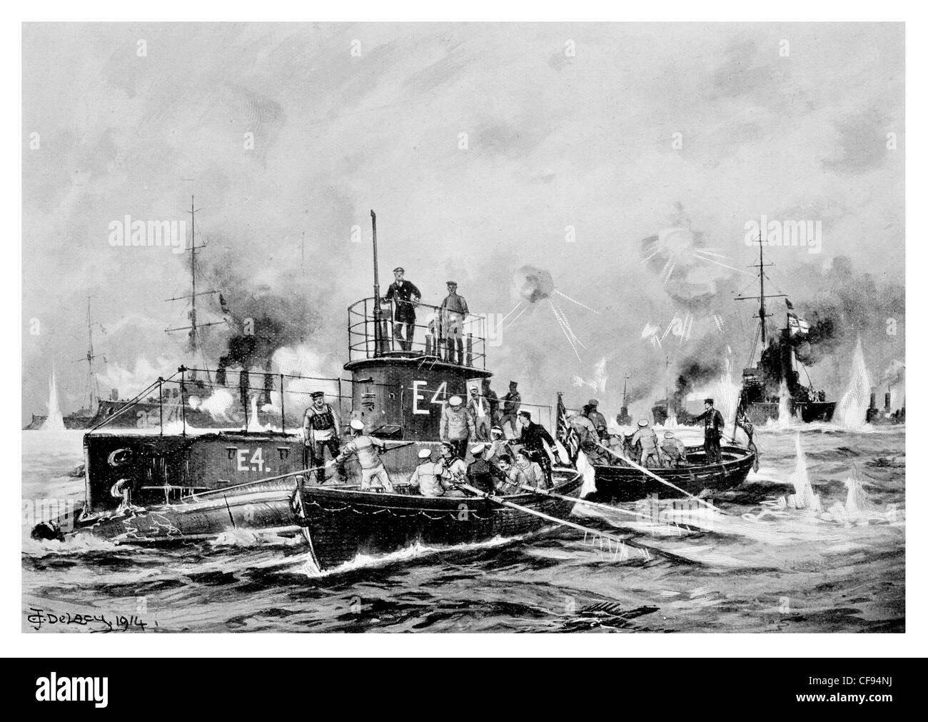 HMS E4 war eine britische E-Klasse u-Boot Rettung britische Seeleute Stockfoto