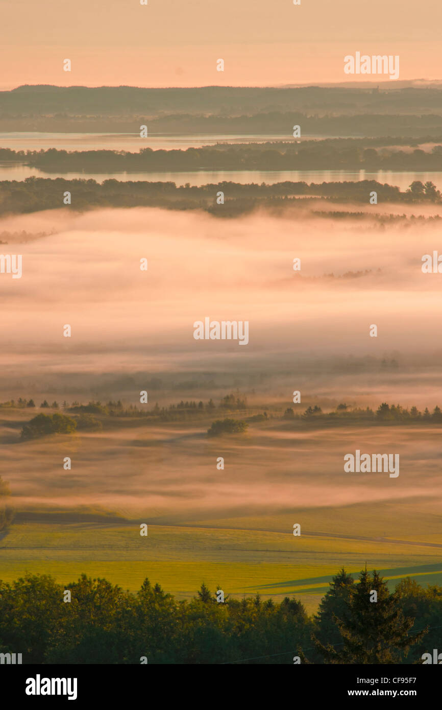 Europa, Deutschland, Bayern, Oberbayern, See, Wolke, Wolken, Pre-Alpen, Landschaft, Seiser Alm, Chiemsee, Panorama, Herbst, fallen, B Stockfoto