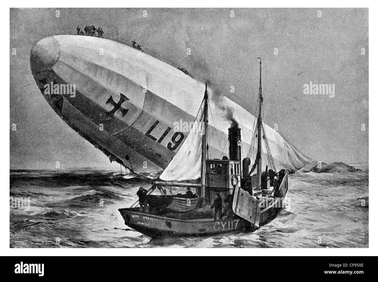 Untergang des Luftschiff Zeppelin L19 Nordsee deutsche Kaiserliche