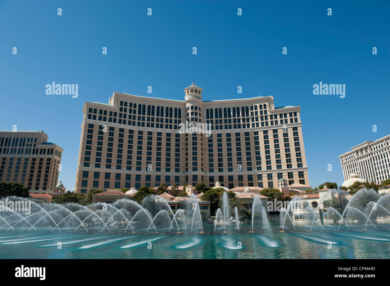 Die spektakuläre Bellagio Springbrunnen in den Tag, Las Vegas, USA Stockfoto