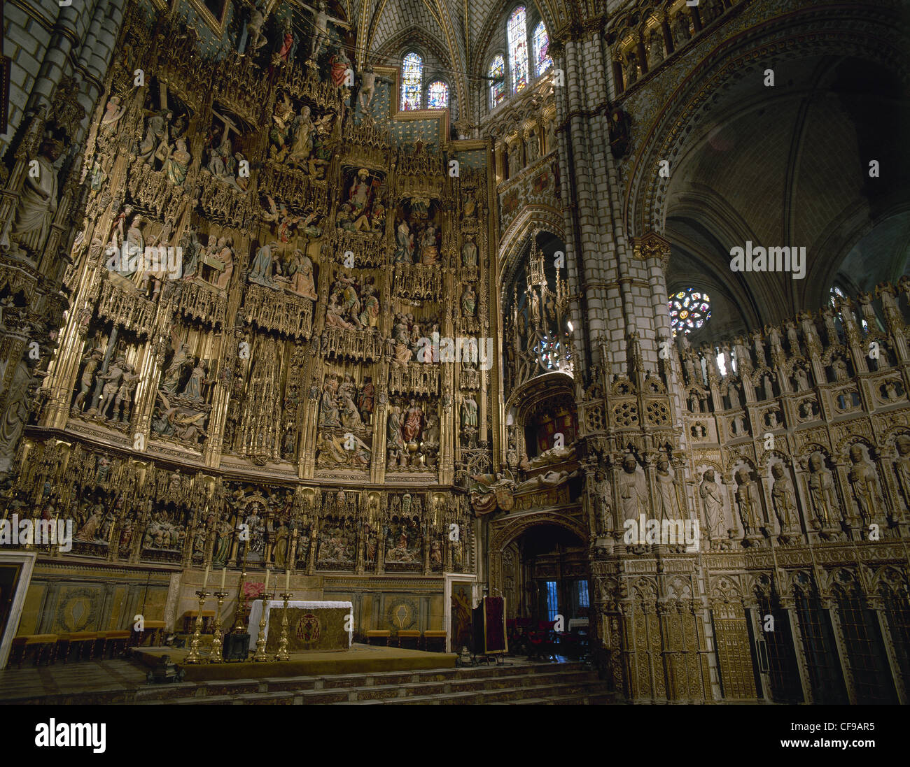Spanien. Altarbild von der Kathedrale von Toledo, die Szenen aus dem Leben Christi (1497-1504). Polychrome Holz. Kastilien-La Mancha. Stockfoto