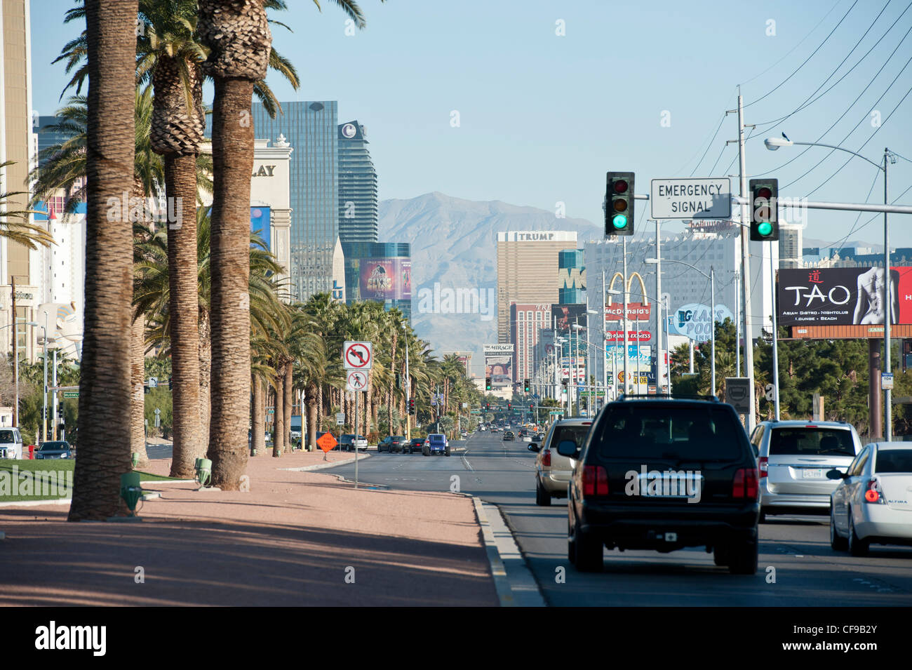 Blick auf den Strip oder Las Vegas Boulevard South, Paradies, Las Vegas, Nevada, Stockfoto