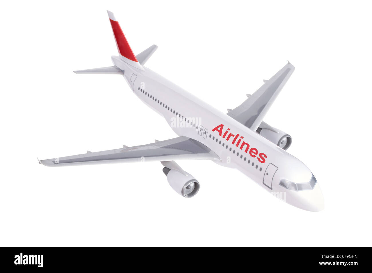 Passagierflugzeug Modell isoliert auf weißem Hintergrund Stockfoto