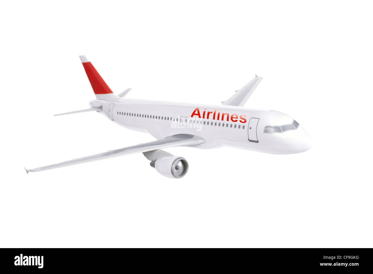 Passagierflugzeug Modell isoliert auf weißem Hintergrund Stockfoto