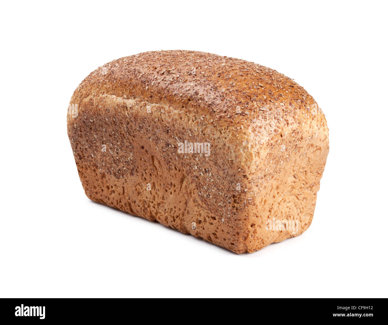 Brot aus Mehl von einem Grobschliff isoliert auf weiss Stockfoto