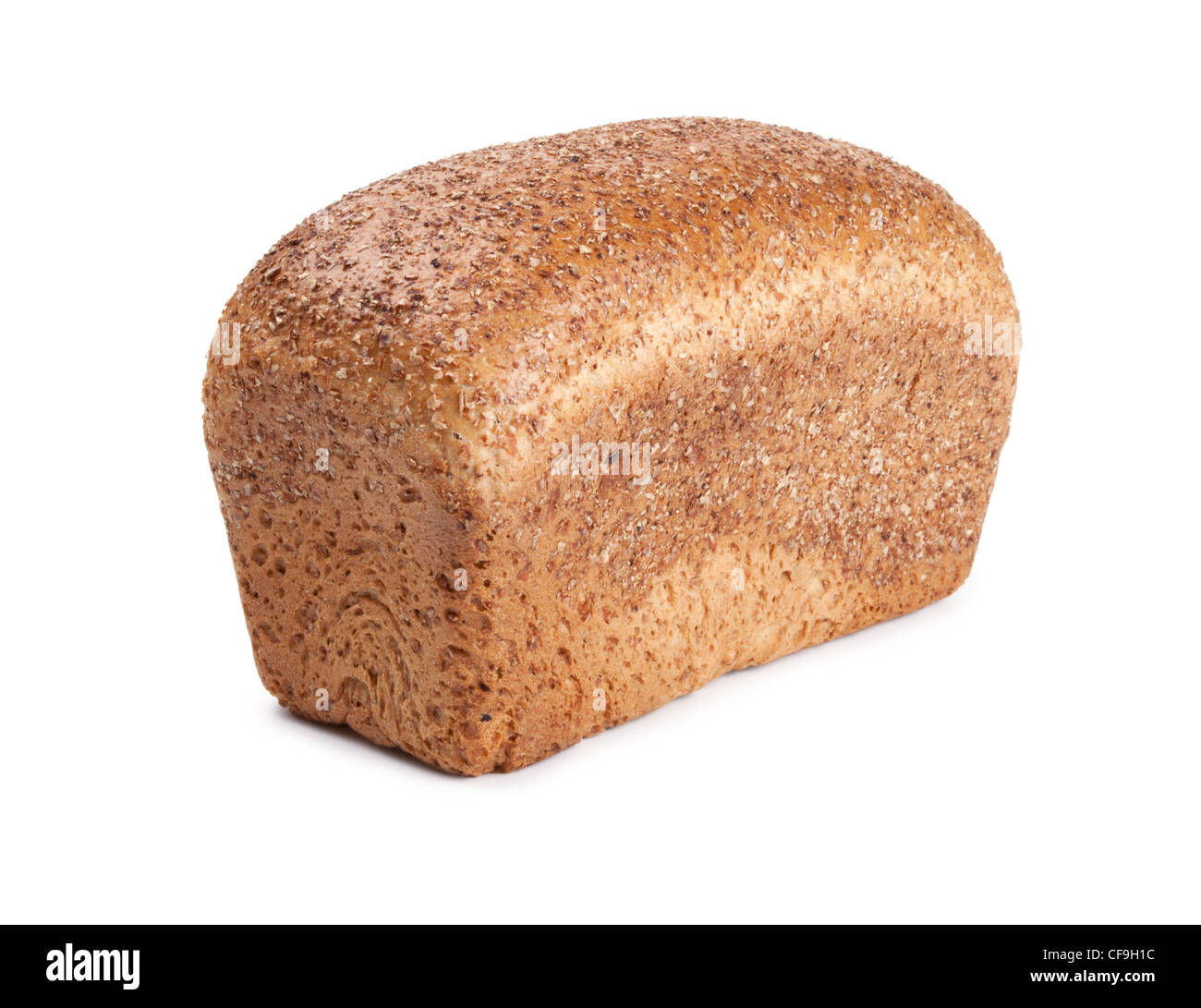 Brot aus Mehl von einem Grobschliff isoliert auf weiss Stockfoto