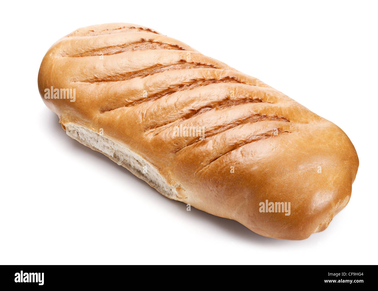 Großen Weizen Brot isoliert auf weißem Hintergrund Stockfoto