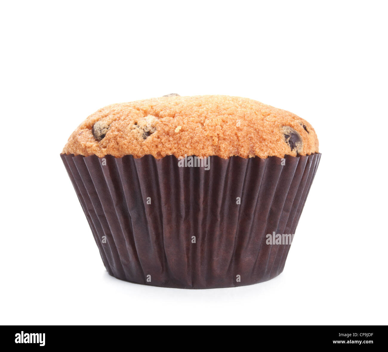 Frische Schokolade Chip Muffin isoliert auf weißem Hintergrund Stockfoto