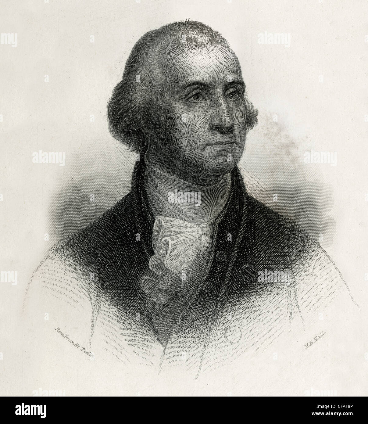 1860-Gravur von George Washington. Stockfoto