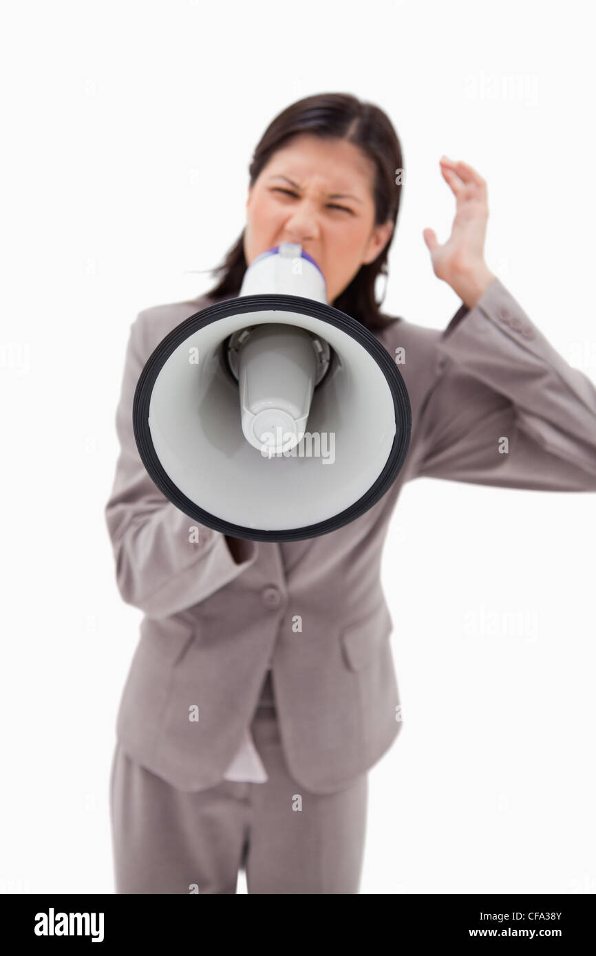 Wütend Geschäftsfrau schreien durch Geschäftsfrau Stockfoto
