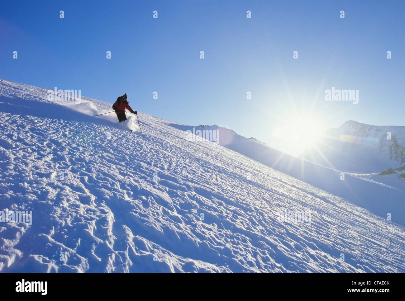 Skifahren "Sieben Schritte Paradies" auf Nordwand Stockfoto