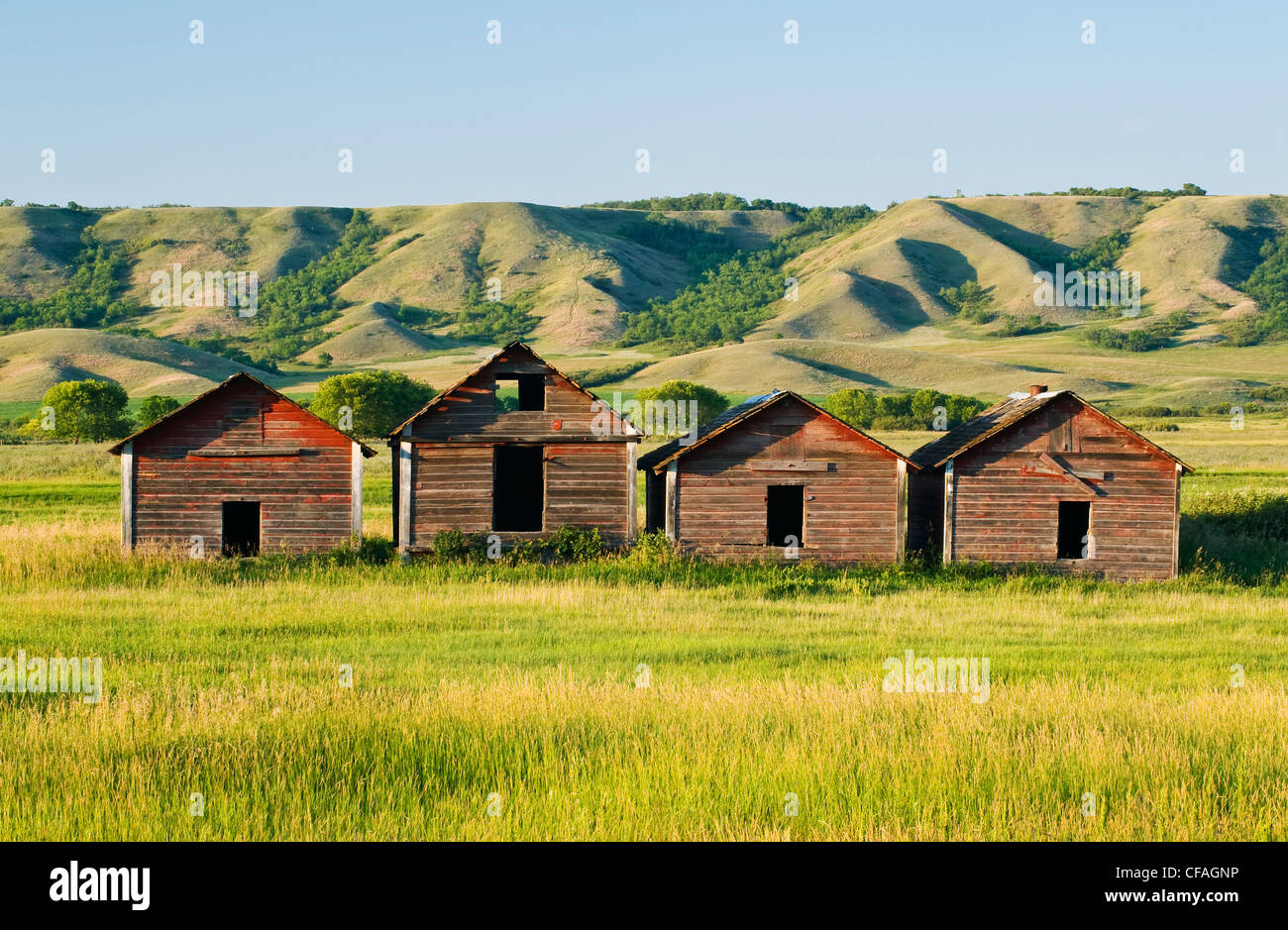 verlassenen Getreidesilos in qu Tal, Saskatchewan, Kanada Stockfoto