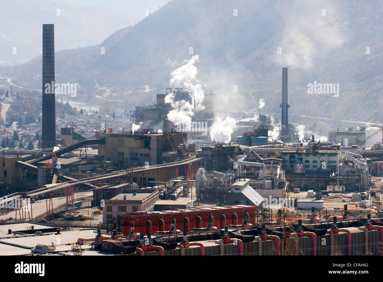 Teck Cominco Zink und Blei Schmelze in Trail, British Columbia, Kanada. Stockfoto