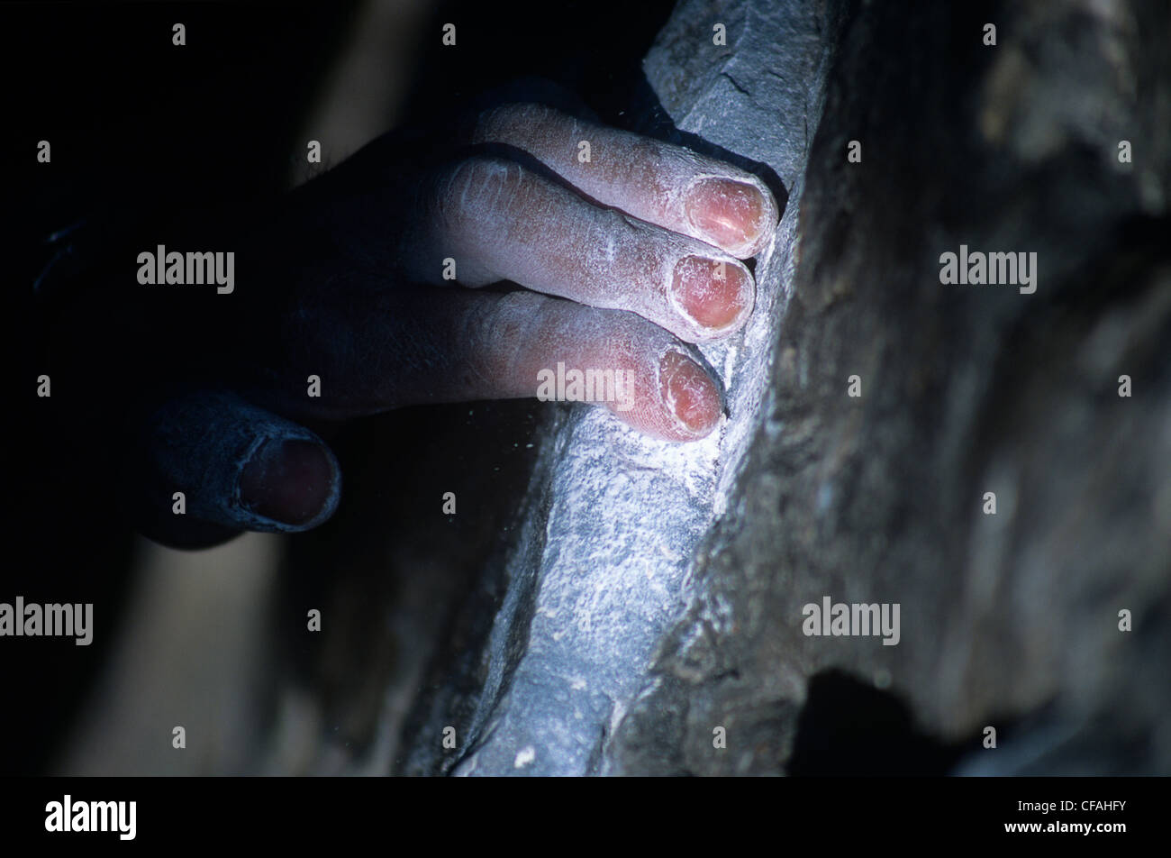 Hand greifen Rock am Dom Felsbrocken, Britisch-Kolumbien, Kanada. Stockfoto