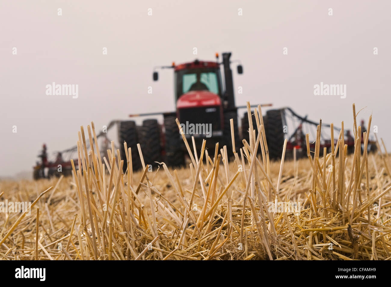 Verschieben von Traktor und Luft bis Sämaschine Einpflanzen Stockfoto