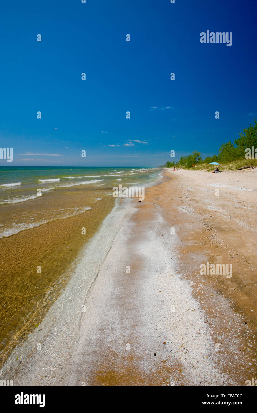 Sandigen Strand des Lake Ontario in Sandbanks Provincial Park, Prince Edward County, Ontario, Kanada. Stockfoto