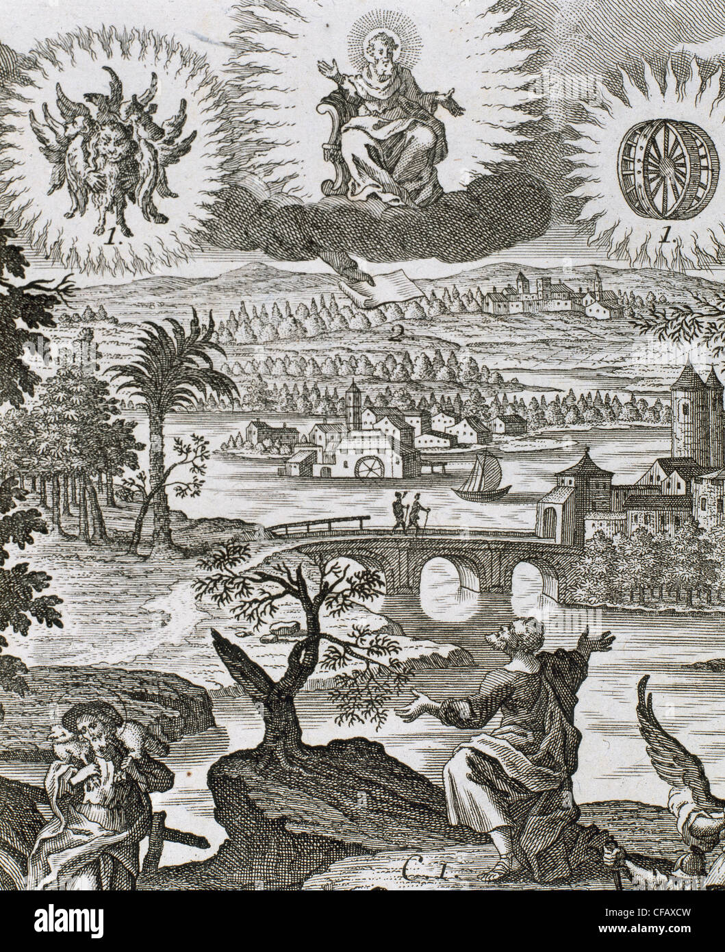 Hesekiel (622-570 v. Chr.). Hebräischen Propheten. Vision des Ezechiel. Gravur. Stockfoto