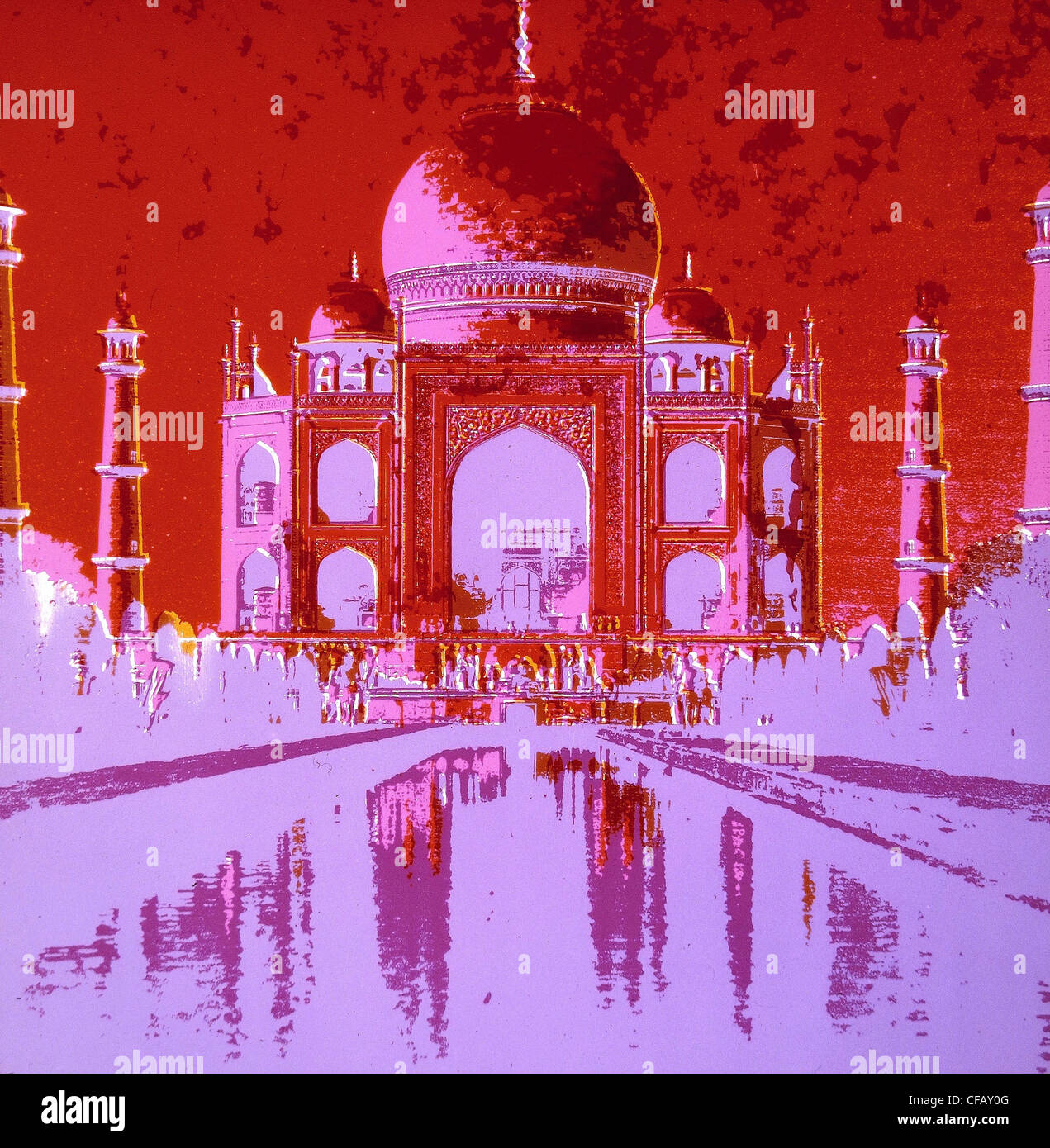 Asien, Indien, Tempel, Religion, Taj Mahal, lila, rot, entfremdet, Konzepte, Symbol, Reisen, Stockfoto