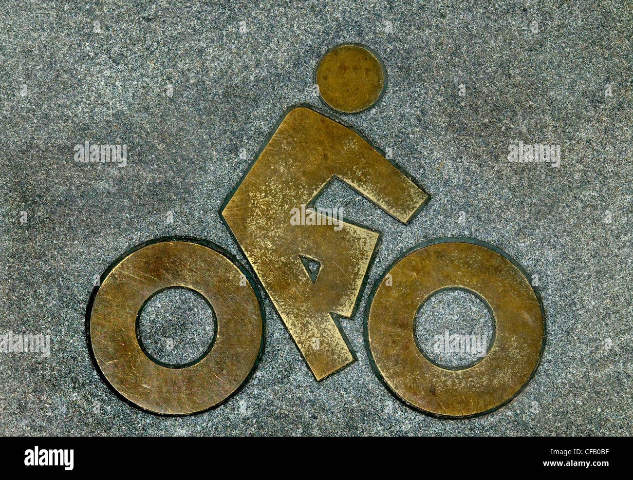 Ein Schild für einen Radweg, New York. Stockfoto