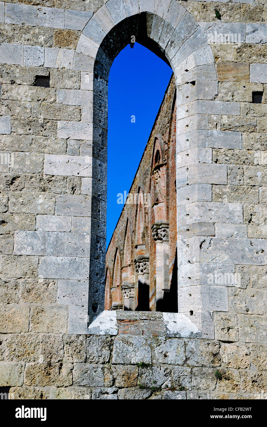 Ein Beispiel für die mittelalterliche toskanische Architektur in der Toskana Stockfoto