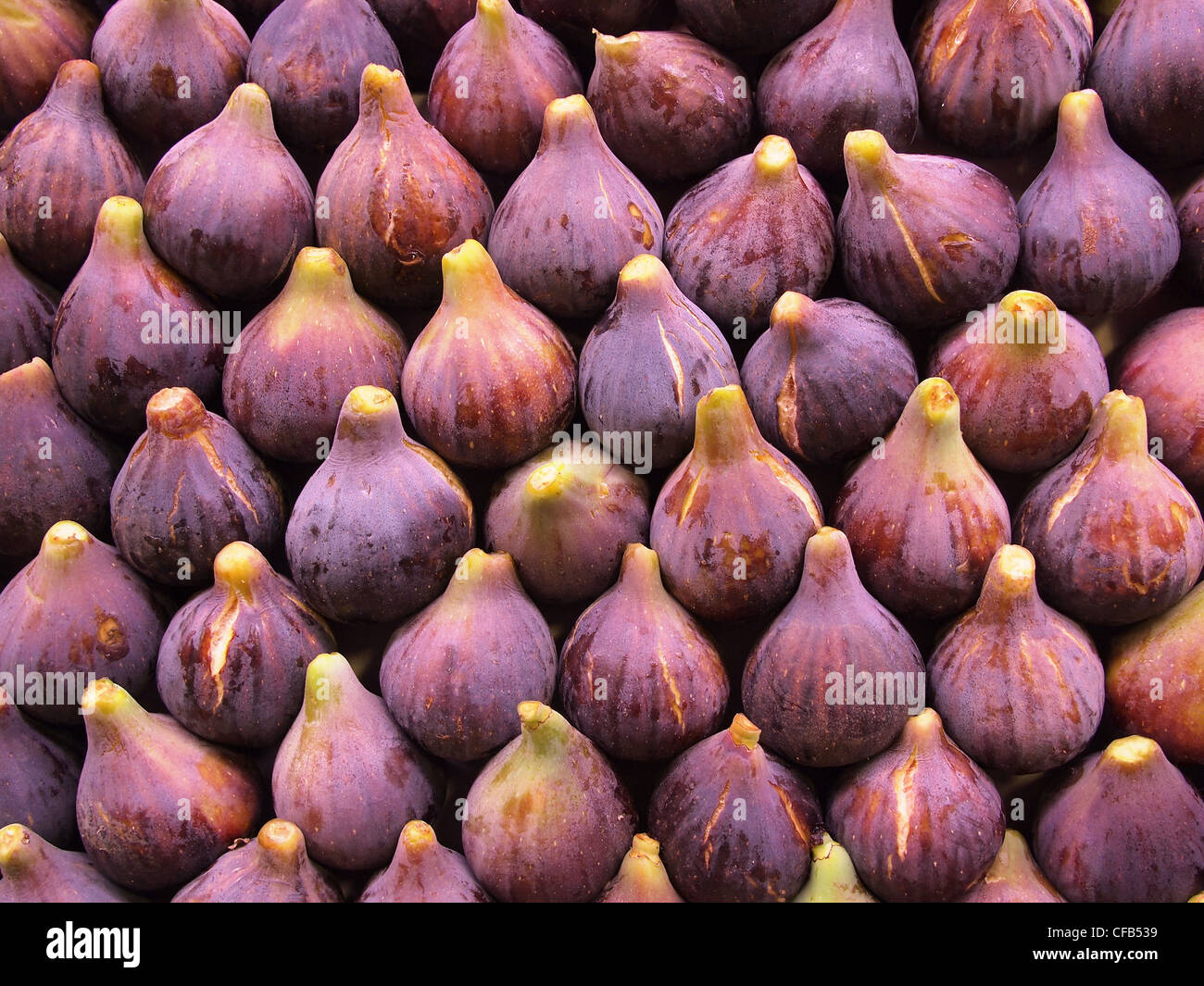 Anzeige von frischen Feigen auf einem Obstmarkt. Kann als gesunde Ernährung Hintergrund verwendet werden. Stockfoto