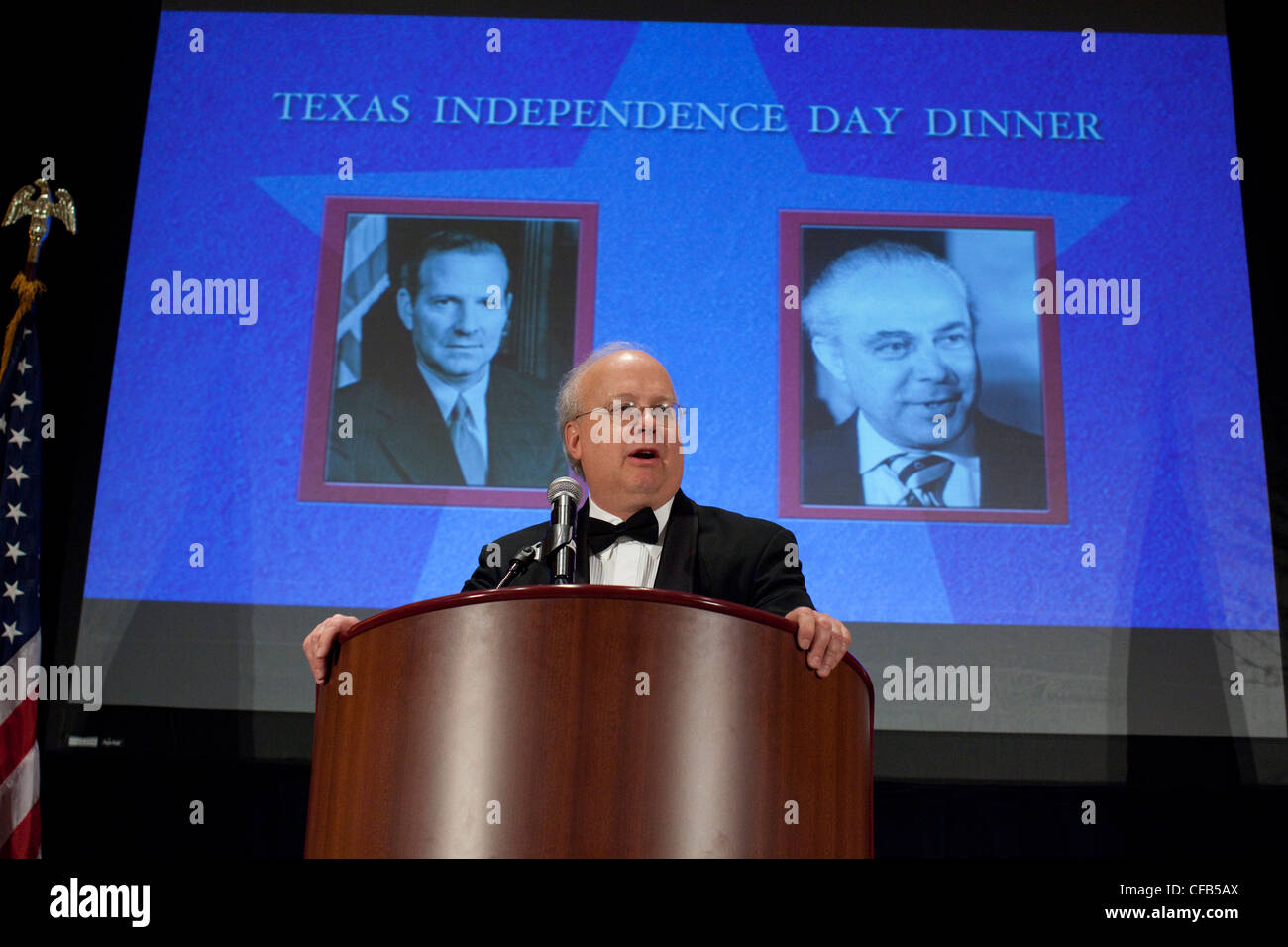 Ehemaliger politischer Berater von Präsident George W. Bush Karl Rove spricht Texas Independence Day Gala 2012. Stockfoto
