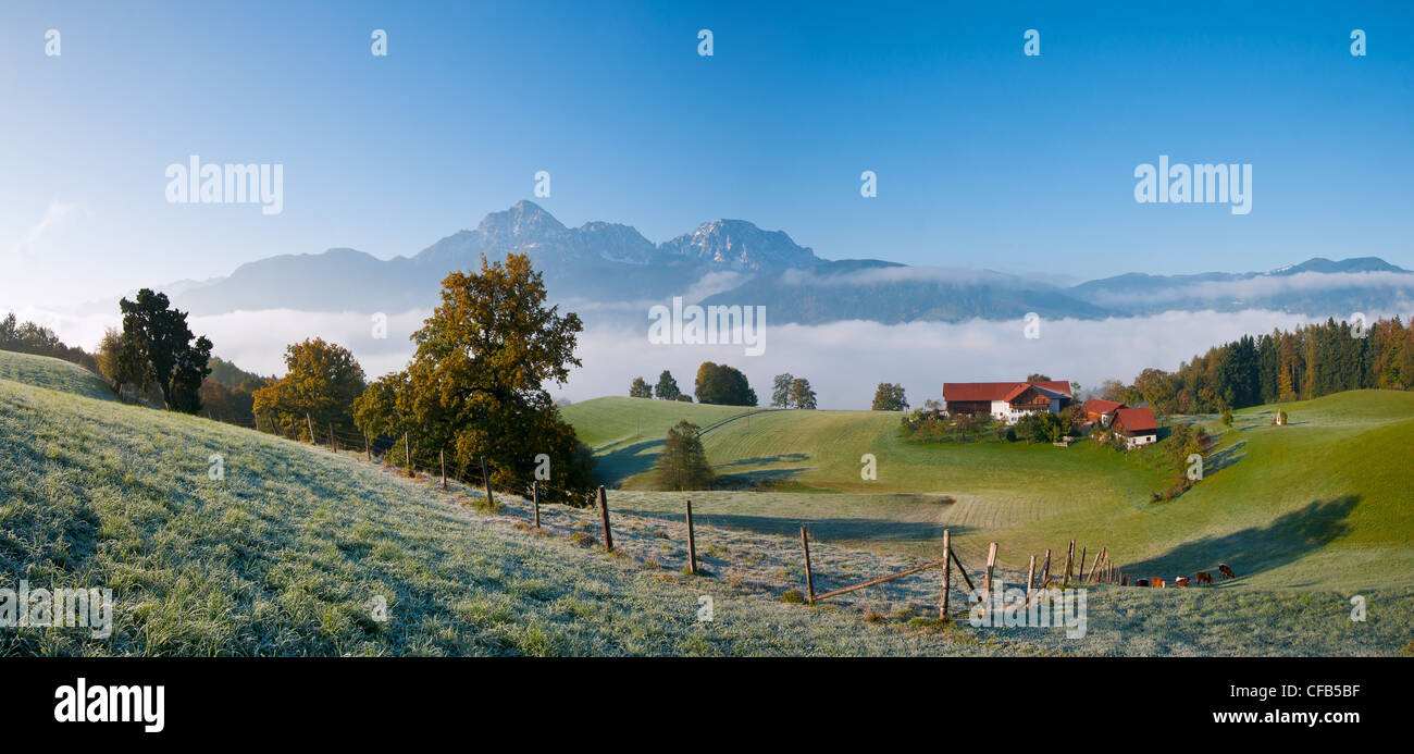 Europa, Deutschland, Bayern, Oberbayern, Landschaft, Regional, Landwirtschaft, Landwirtschaft, ländliche, Ruhe, Himmel, Schleier Wolken, Wolke, Staufen, Stockfoto