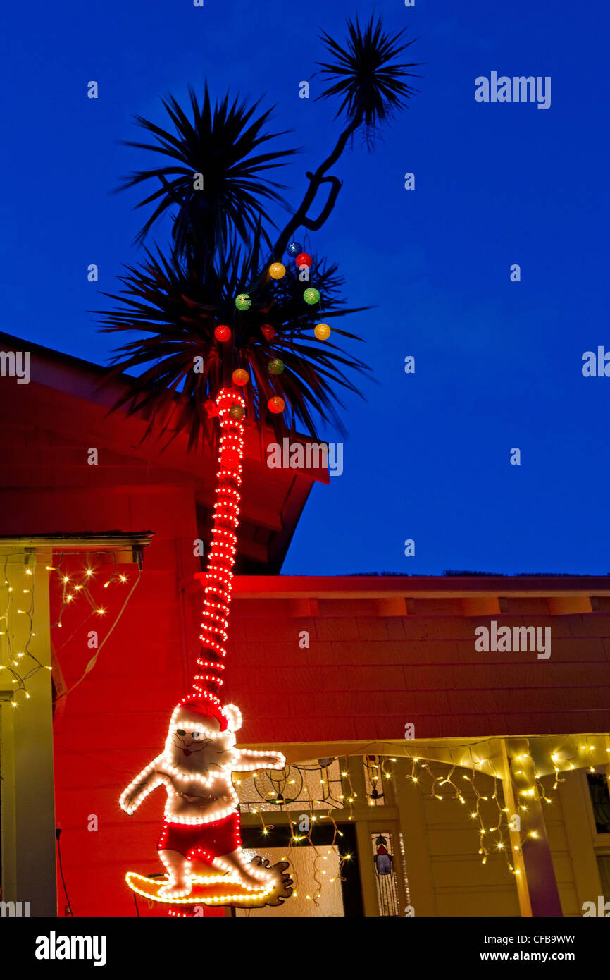 Die legendären jährlichen lights Weihnachten auf dem Display in Häusern, Franklin Road, Auckland, Neuseeland Stockfoto
