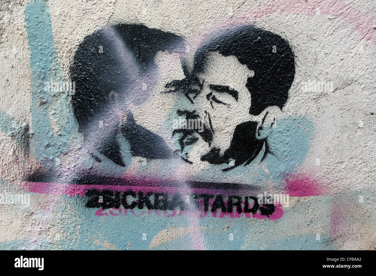 London: Schablone Kunst auf Straßen Stockfoto