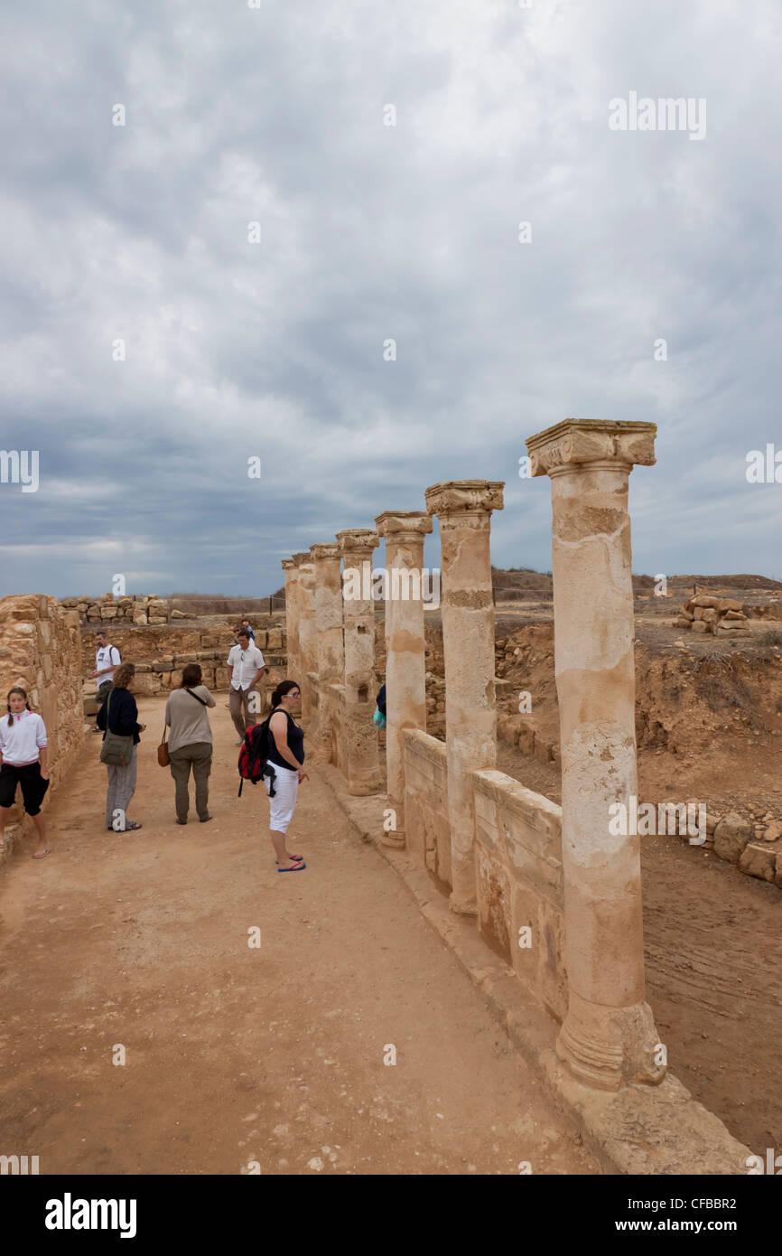 Römische Säulen in archäologischen Stätte Paphos, Zypern Stockfoto