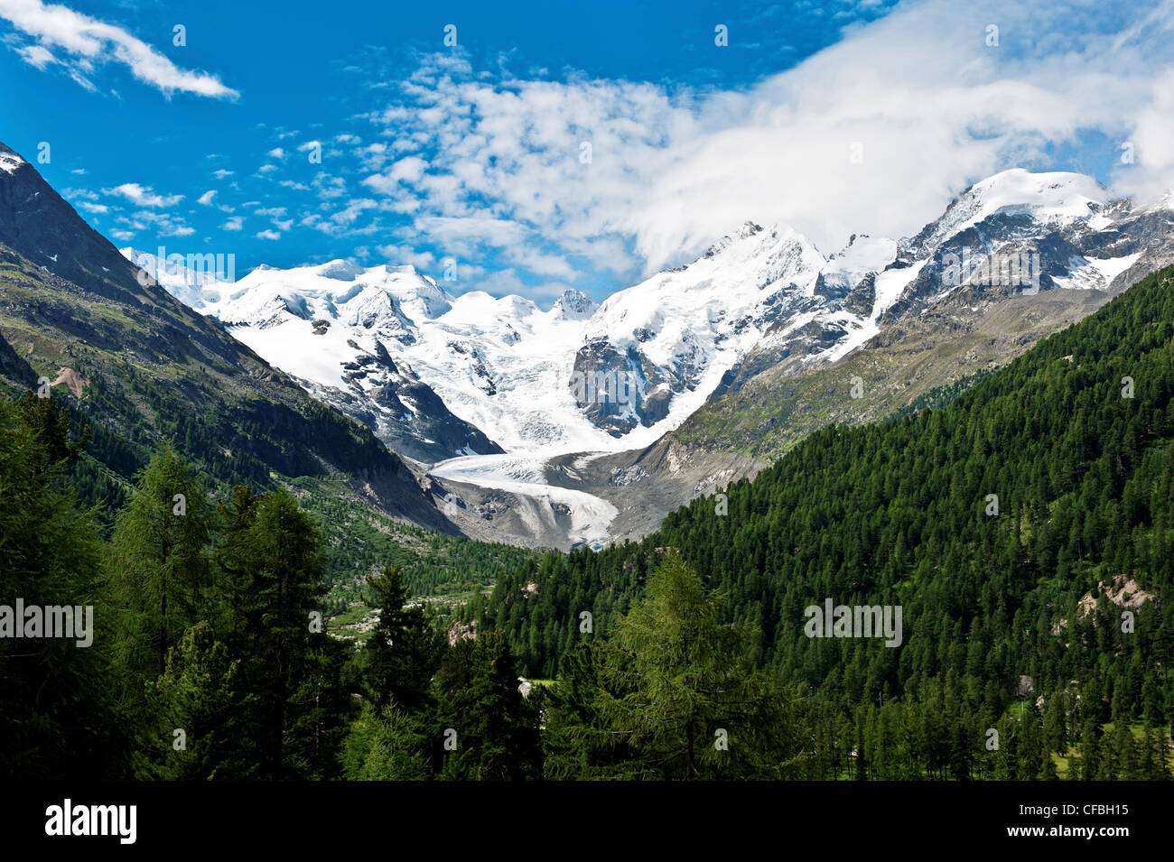 Alpen, Berge, Bernina, Bündner Alpen, Engadin, Oberengadin, Gebirge, Gletscher, Kanton Graubünden, Graubünden, Berg Stockfoto