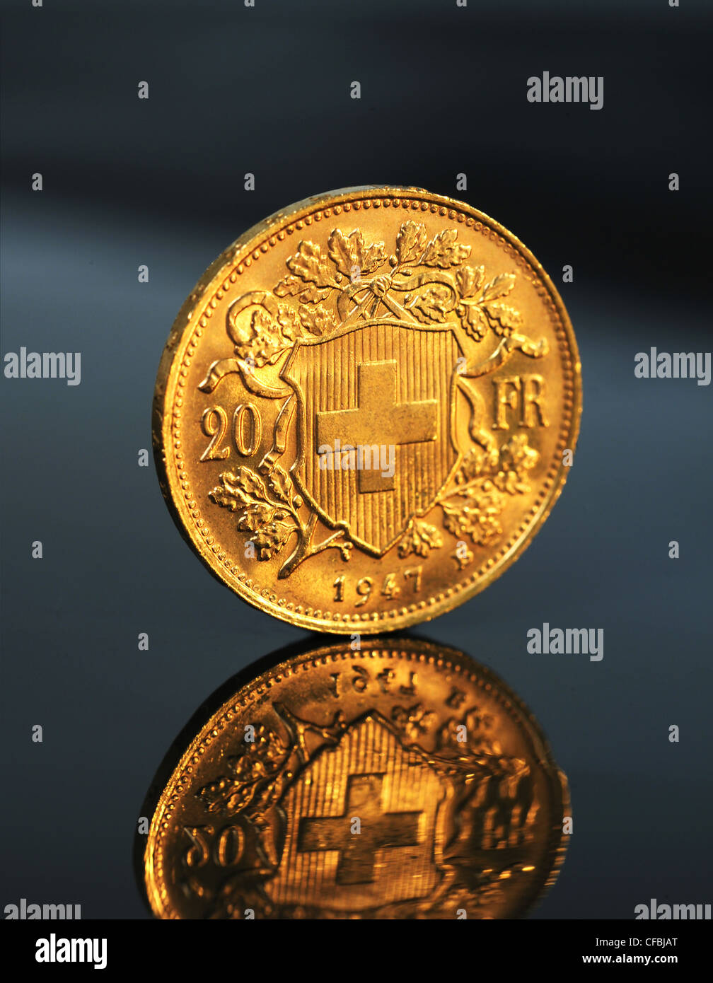 Gold, bank, wertvoll, Wert, Gehäuse, Goldvreneli, brillant, Schweiz, Wert, Münze, goldene Münze, speichern, sicher Stockfoto