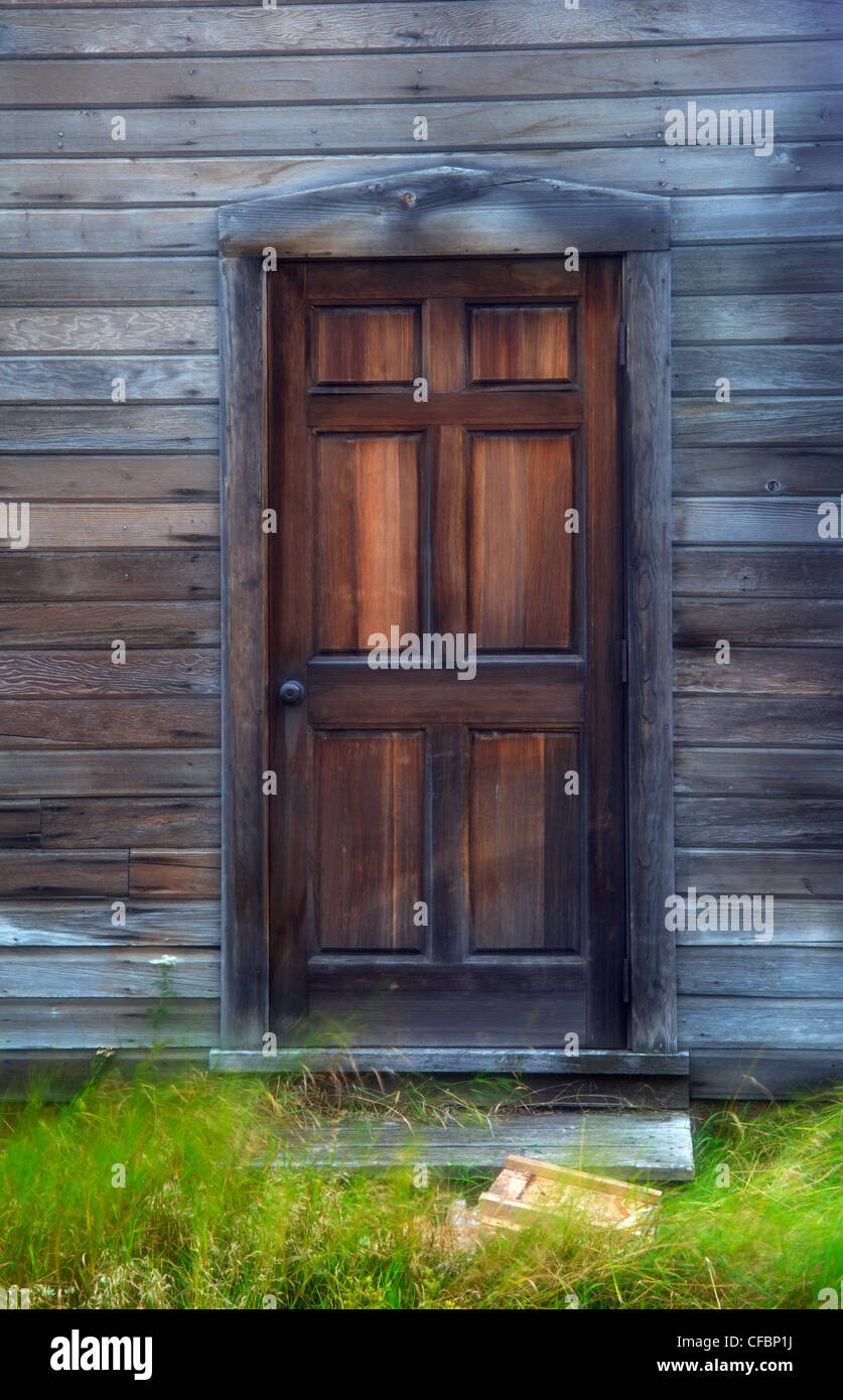 Rustikale Tür, Skagway, Alaska, Vereinigte Staaten von Amerika Stockfoto
