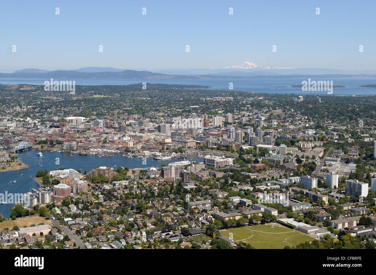 Luftaufnahme des Victoria Harbour, Victoria, Vancouver Island, British Columbia, Kanada. Stockfoto