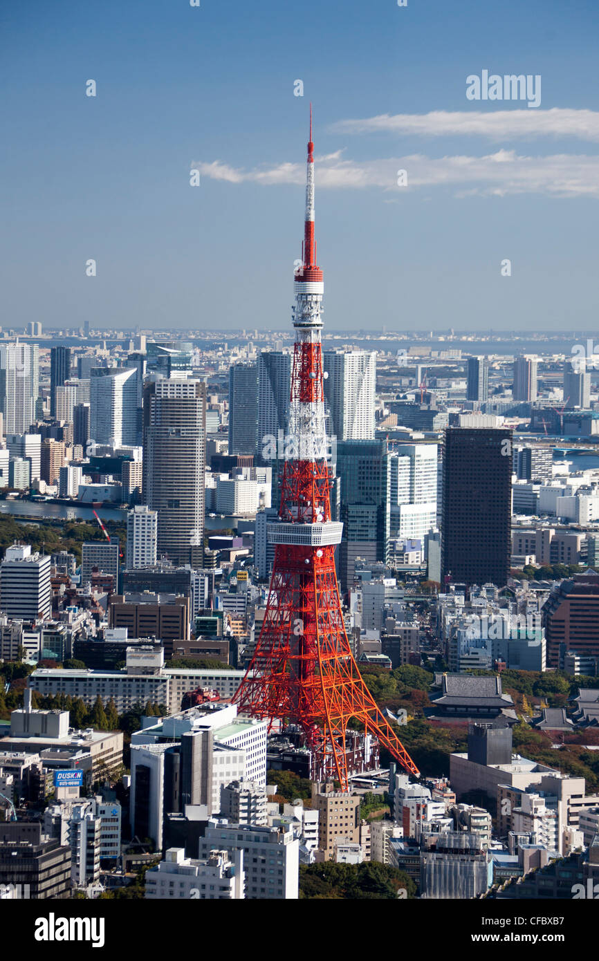 Tokyo, Japan, Asien, Stadt, Skyline von Tokyo, Tokyo Tower, Architektur, groß, Gebäude, Stadt, riesige, Metropole, Skyline, Turm, Trav Stockfoto