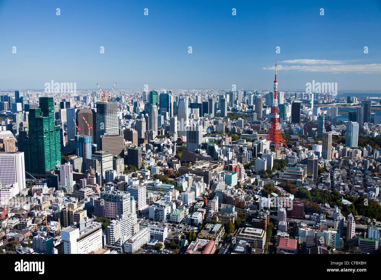 Tokyo, Japan, Asien, Stadt, Skyline von Tokyo, Tokyo Tower, Architektur, groß, Gebäude, Stadt, riesige, Metropole, Skyline, Turm, Trav Stockfoto