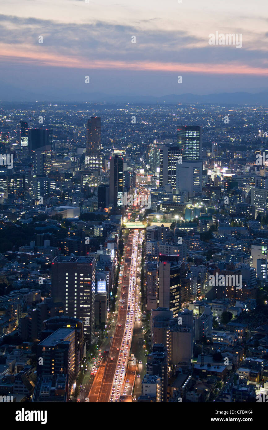 Tokyo, Japan, Asien, Stadt, Shuto Expressway, Shibuya, Sonnenuntergang, Architektur, große, Gebäude, Stadt, Innenstadt, Schnellstraße., riesig, l Stockfoto