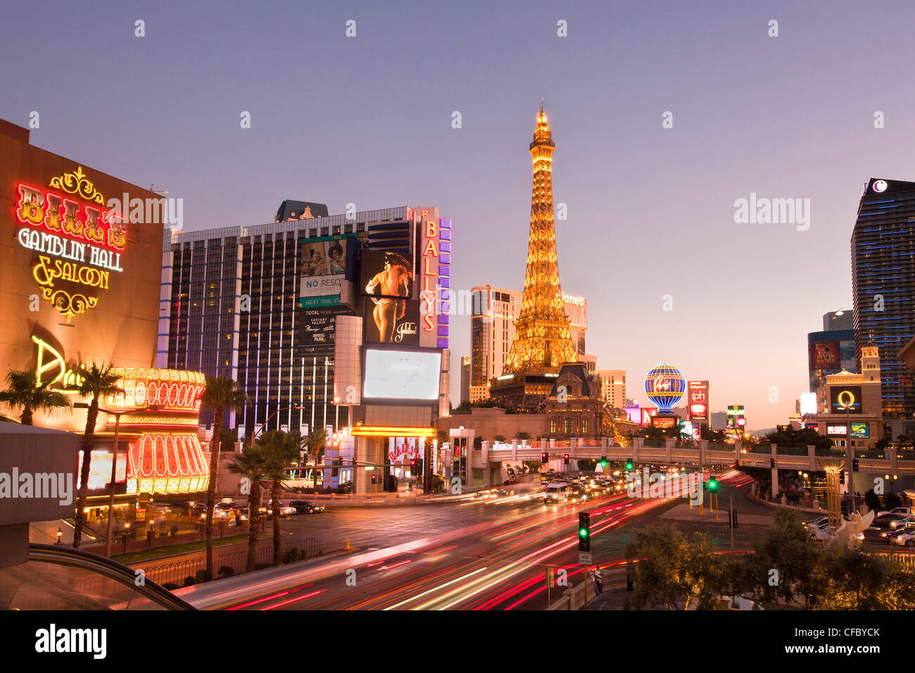 USA, USA, Amerika, Nevada, Las Vegas, Stadt, Strip, Avenue, Paris Hotel, Werbung, Architektur, Kasinos, Zentrum, Stockfoto