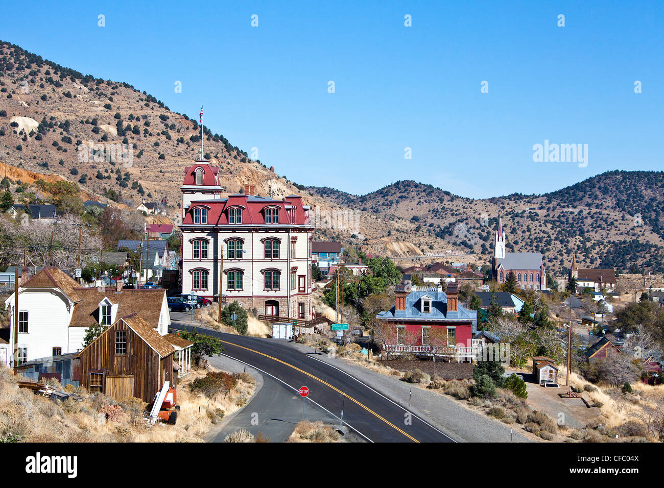 USA, USA, Amerika, Nevada, Old Virginia City, vierte Ward Schule, Attraktion, Goldrausch, historische, melancholisch, Minen Stockfoto