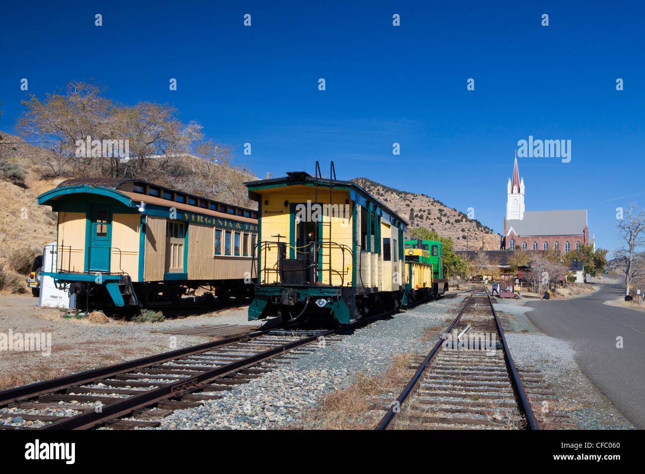 USA, USA, Amerika, Nevada, Virginia City, Virginia Altstadt, Bahnhof, Attraktion, Feuer, Goldrausch, historische Stockfoto
