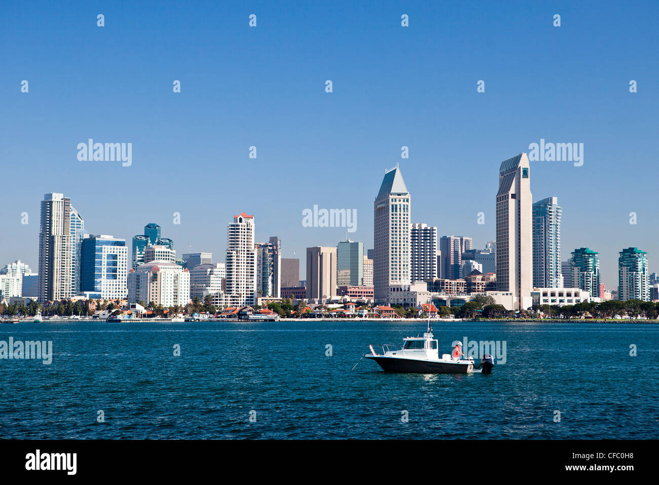 USA, USA, Amerika, Kalifornien, San Diego, Stadt, Innenstadt, von Coronado Halbinsel, Bucht, Boot, Innenstadt, skyline Stockfoto
