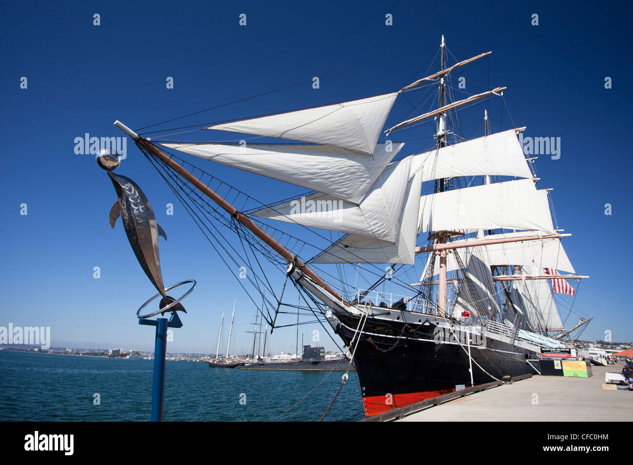 USA, USA, Amerika, Kalifornien, San Diego, Stadt, Schifffahrtsmuseum, Segelboot, The Star of India., Stockfoto
